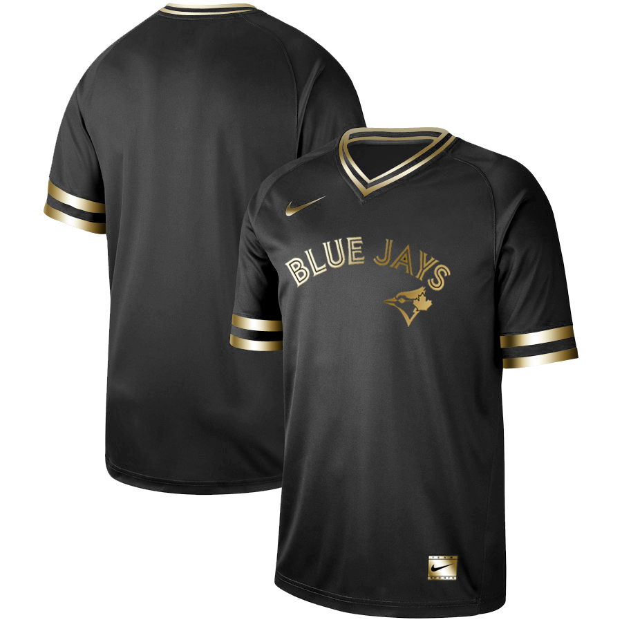 Men's Toronto Blue Jays Black Gold Stitched MLB Jersey